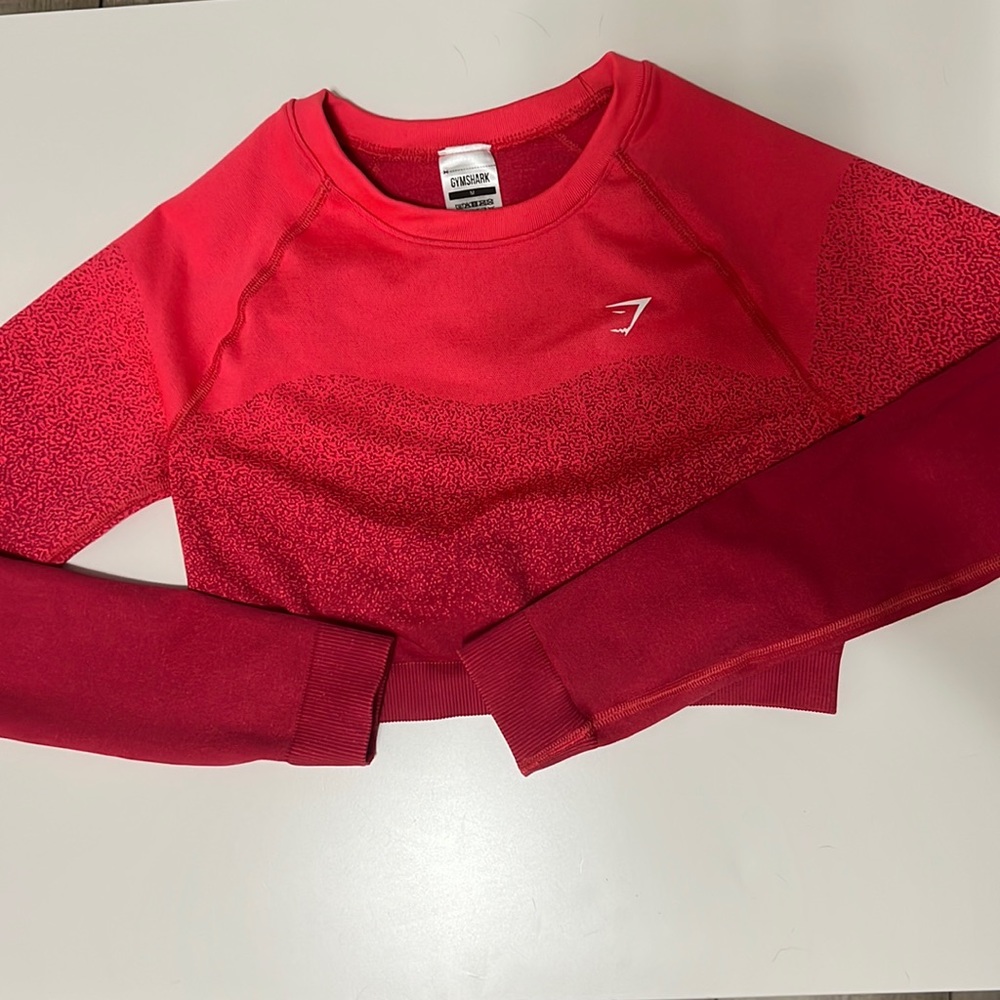 Gymshark: Adapt Ombre Seamless Long Sleeve Crop Top - Pink/Red